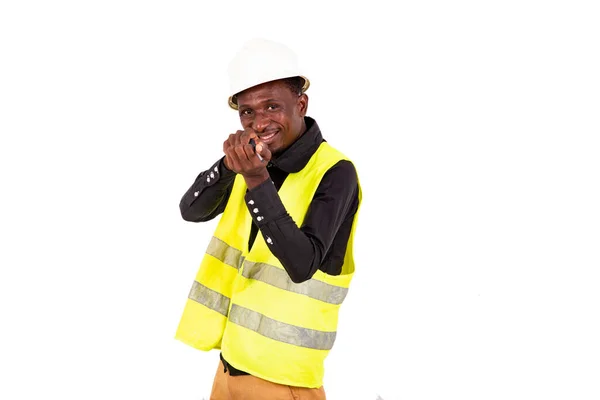 Jovem Engenheiro Vestindo Colete Verde Capacete Segurança Segurando Chave Fenda — Fotografia de Stock