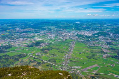 Avusturya 'nın Untersberg kentinden Salzburg' un Panorama manzarası