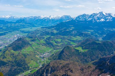 Untersberg dağından Avusturya 'nın panorama manzarası.