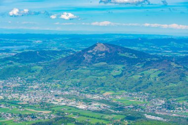 Avusturya 'nın Untersberg kentinden Salzburg' un Panorama manzarası