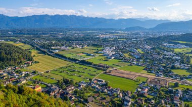 Panorama view of Villach from Landskron castle in Austria.IMAGE