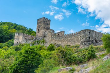 Avusturya 'nın Spitz ve der Donau köylerine bakan Hinterhaus kalesi.
