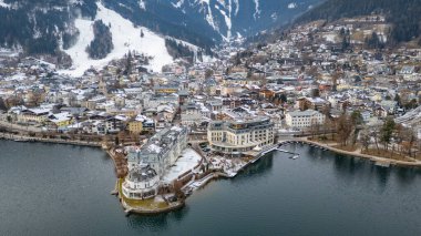 Kışın Zell am 'ın Panorama manzarası, Avusturya.