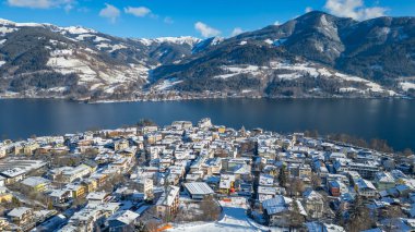 Kışın Zell am 'ın Panorama manzarası, Avusturya.