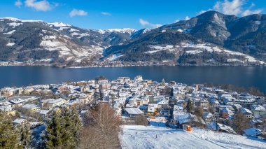 Kışın Zell am 'ın Panorama manzarası, Avusturya.