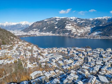 Kışın Zell am 'ın Panorama manzarası, Avusturya.