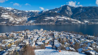 Kışın Zell am 'ın Panorama manzarası, Avusturya.