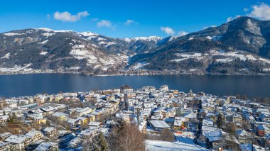 Kışın Zell am 'ın Panorama manzarası, Avusturya.