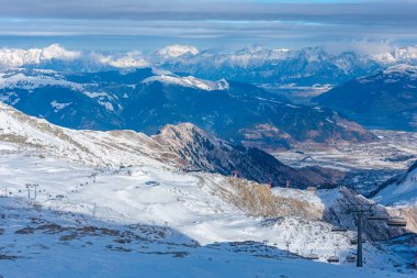Avusturya 'daki Kaprun kayak merkezinin Panorama manzarası