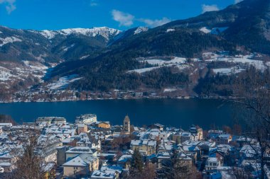 Kışın Zell am 'ın Panorama manzarası, Avusturya.