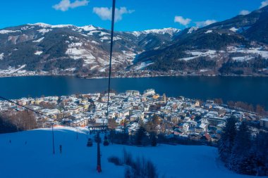 Kışın Zell am 'ın Panorama manzarası, Avusturya.