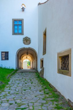 Çek Cumhuriyeti 'nde güneşli bir günde Buchlov kalesi.