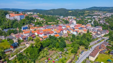Çek Cumhuriyeti 'nin Vimperk kasabasının Panorama manzarası.