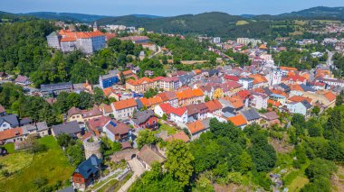 Çek Cumhuriyeti 'nin Vimperk kasabasının Panorama manzarası.