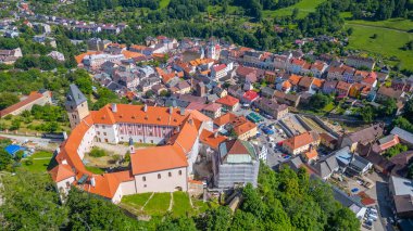 Çek Cumhuriyeti 'nin Vimperk kasabasının Panorama manzarası.