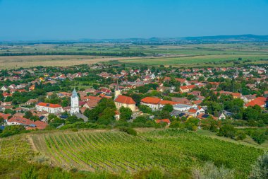 Macaristan 'ın Tokaj bölgesindeki Tarcal köyünün panorama manzarası.