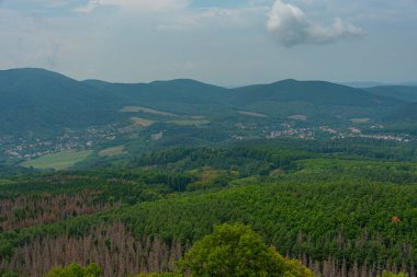 Macaristan 'daki Salgo Kalesi' nin çevresindeki ormanların manzarası.