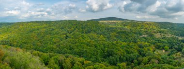 Macaristan 'daki Salgo Kalesi' nin çevresindeki ormanların manzarası.