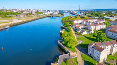 Glasgow, İskoçya 'daki Clyde nehrinin kıyısında.