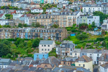 Ilfracombe, İngiltere şehir merkezinin panorama manzarası.