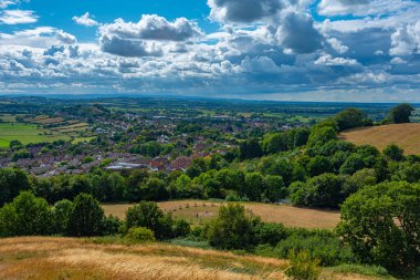 İngiltere 'deki Glastonbury Panorama Manzarası.