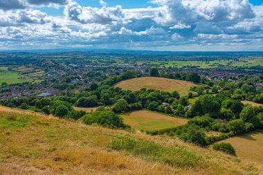İngiltere 'deki Glastonbury Panorama Manzarası.