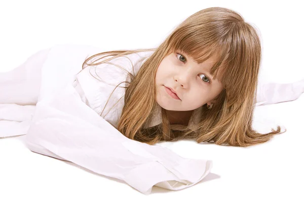 Girl posing in the white — Stock Photo, Image