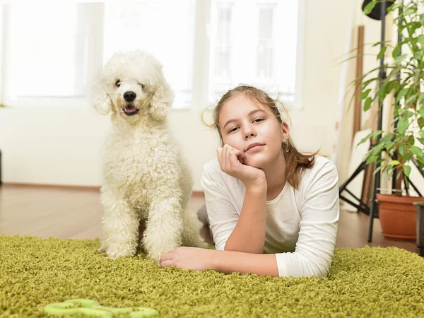 Girl with a dog — Stock Photo, Image