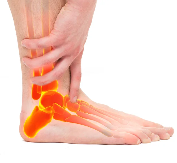 Twisted ankle - Man Holding Ankle - Anatomy Male — Stock Photo, Image