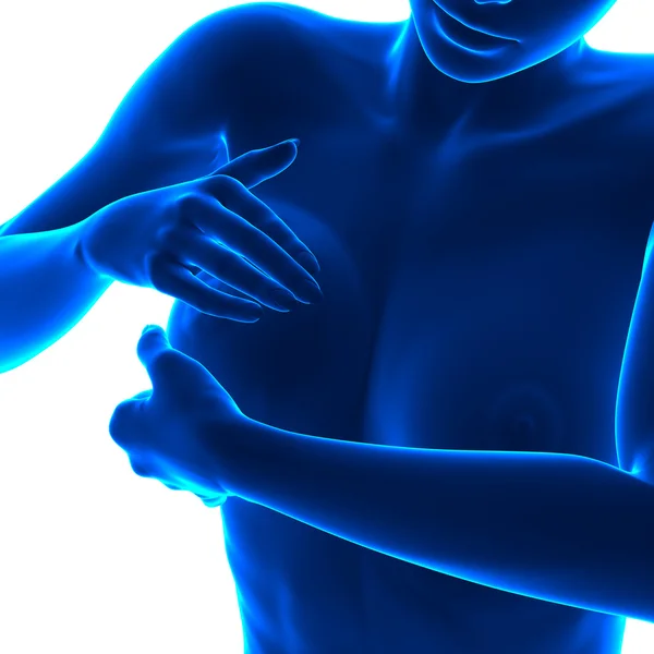 Female Breast Examination - Konsep kepedulian kanker yang diisolasi — Stok Foto