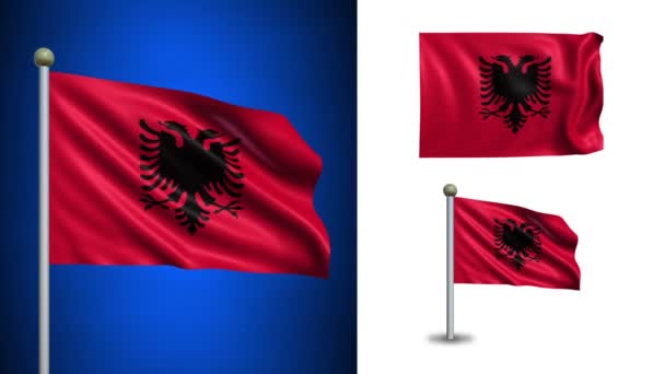 Bandiera Albania - con canale Alpha, anello senza soluzione di continuità ! — Video Stock