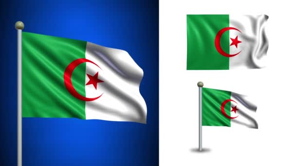 Vlag van Algerije - met alfakanaal, naadloze loops! — Stockvideo