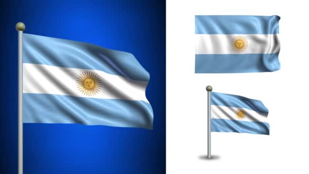 Флаг Аргентины - с каналом Альфа, бесшовный цикл ! — стоковое видео
