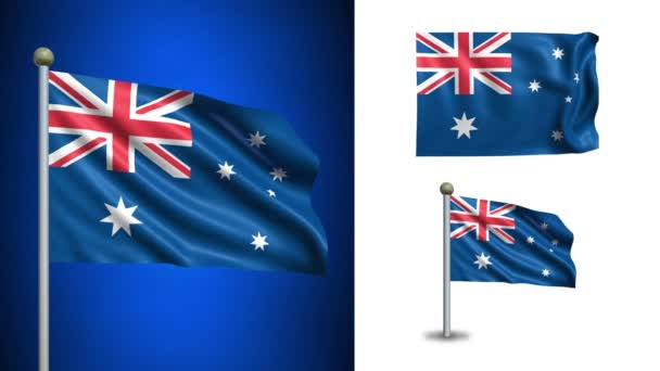 Australia flag - con canale Alpha, loop senza soluzione di continuità ! — Video Stock