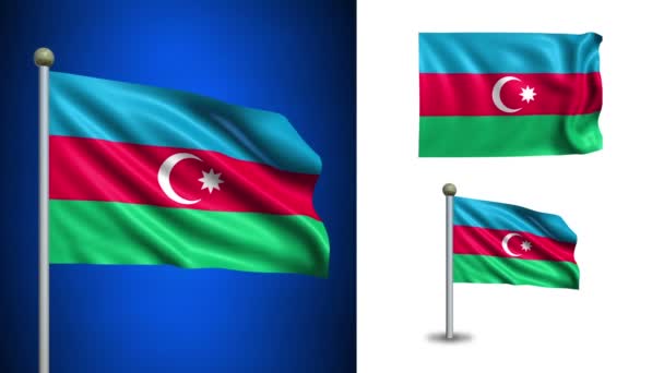 Bandera de Azerbaiyán - con canal Alpha, bucle sin costuras ! — Vídeos de Stock