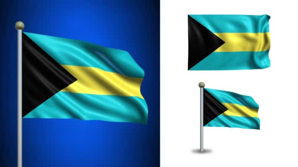 Bandeira das Bahamas - com canal Alpha, loop sem costura ! — Vídeo de Stock