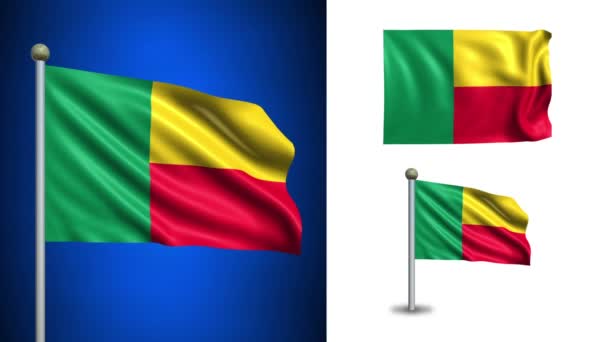 Benin flag - with Alpha channel, seamless loop! — Stock Video