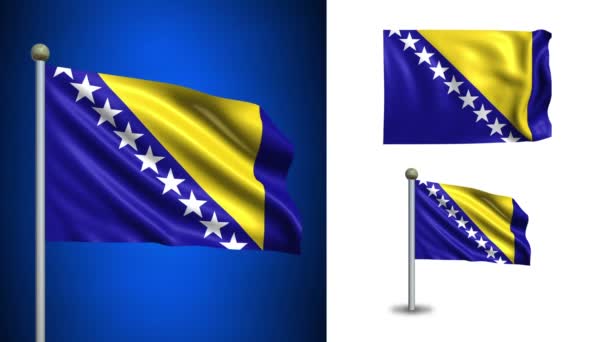 Bandera de Bosnia y Herzegovina - con canal Alpha, bucle sin costuras ! — Vídeo de stock