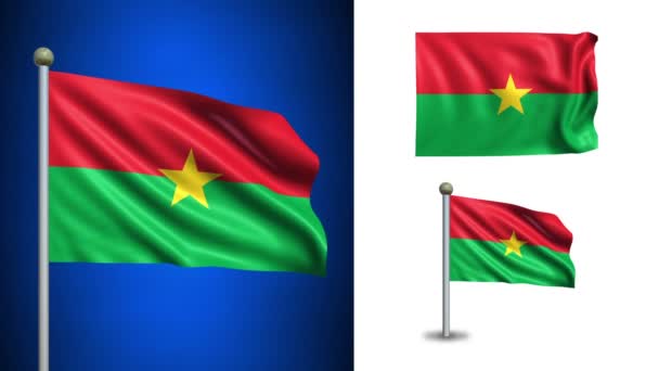 Bandeira Burkina Faso - com canal Alpha, loop sem costura ! — Vídeo de Stock