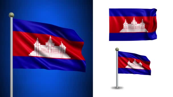 Bandera de Camboya - con canal Alpha, bucle sin costuras ! — Vídeo de stock