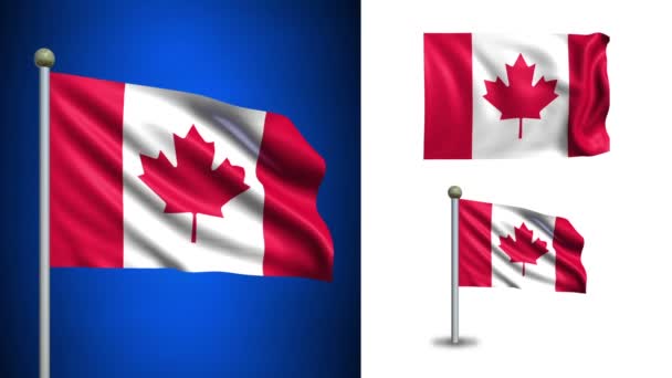 Bandera de Canadá - con canal Alpha, bucle sin costuras ! — Vídeos de Stock