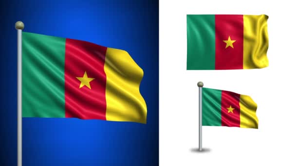 Bandiera Camerun - con canale Alpha, anello senza soluzione di continuità ! — Video Stock