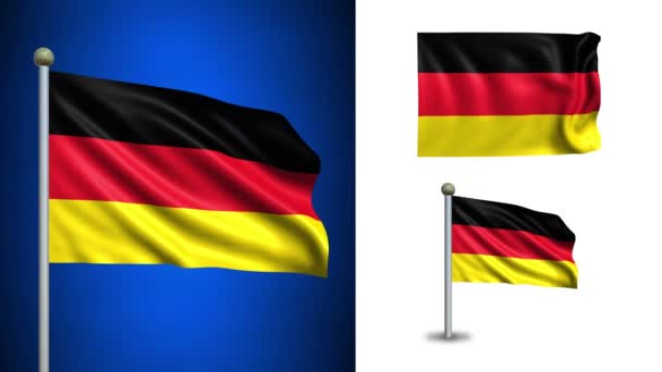 Bandeira da Alemanha - com canal Alpha, loop sem costura ! — Vídeo de Stock