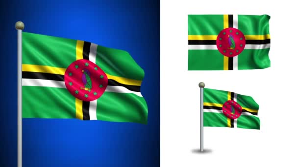 Bandera Dominica - con canal Alpha, bucle sin costuras ! — Vídeo de stock