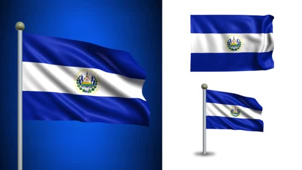 El salvador flag - mit Alpha-Kanal, nahtloser Schleife! — Stockvideo