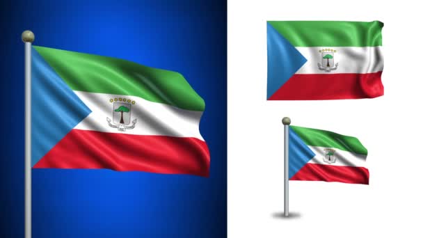 Equatorial guinea flag - with Alpha channel, seamless loop! — Stock Video