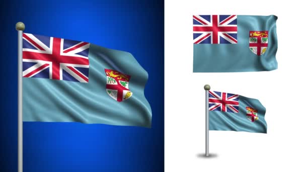 Bandera de Fiji - con canal Alpha, bucle sin costuras ! — Vídeo de stock