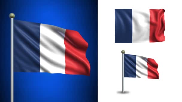 Σημαία της Γαλλίας - με άλφα κανάλι, αδιάλειπτη βρόχο! — Αρχείο Βίντεο