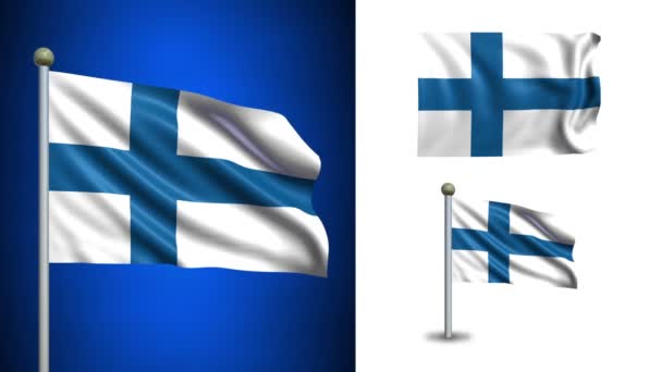Vlajka Finska - s alfa kanálem, bezešvé smyčka! — Stock video