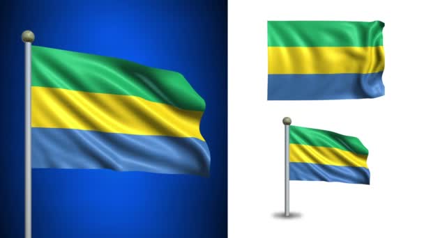 Bandiera Gabon - con canale Alpha, anello senza soluzione di continuità ! — Video Stock